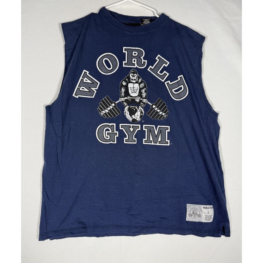 World Gym Gorilla Bodybuilding Workout Sport Graphic Tank Sleeveless Shirt Large